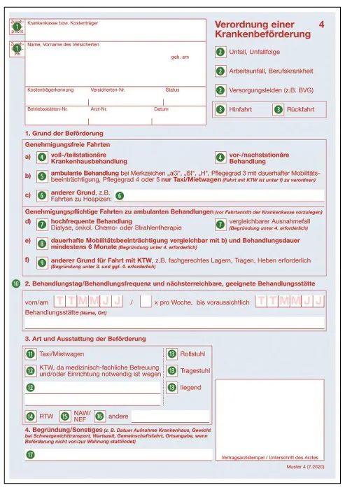 Muster 4 – Verordnung Krankenbeförderung